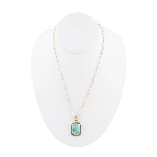 Credence Genuine Turquoise and Bronze Pendant Necklace