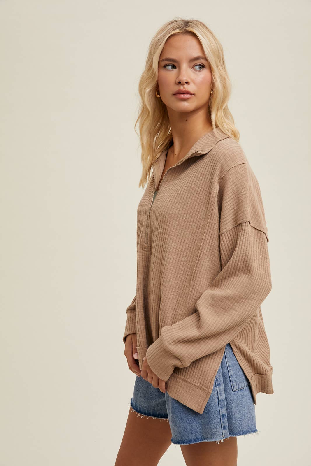 HALF-ZIP KNIT PULLOVER