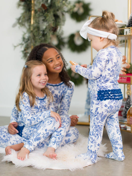 Ruffle Butts winter Toile Pajamas