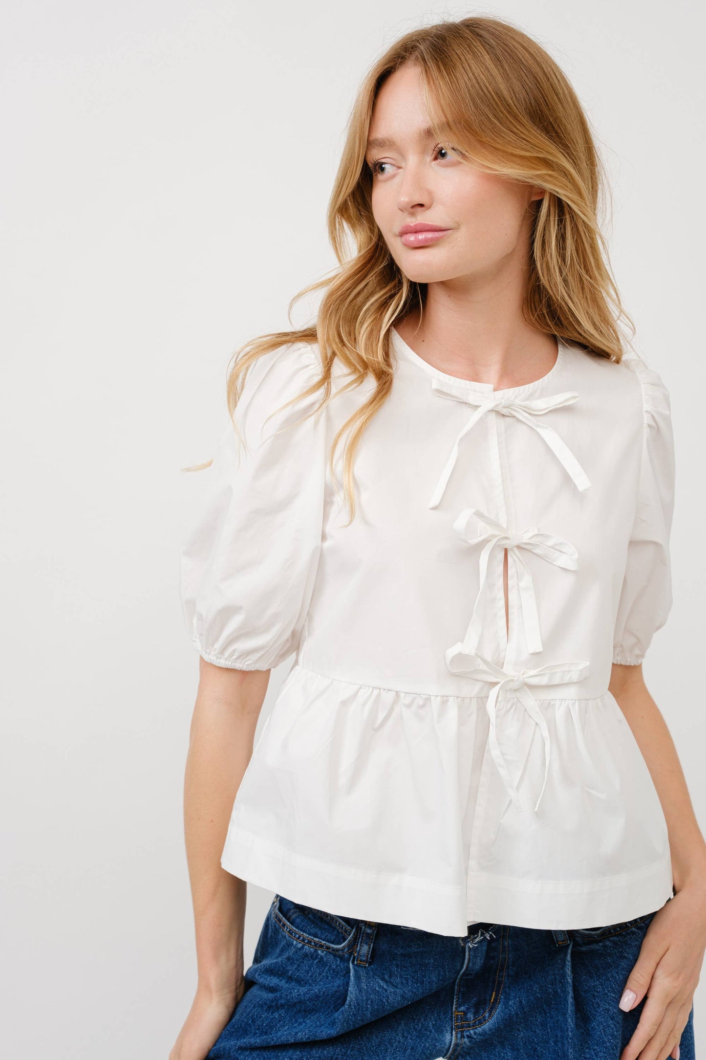 MAT2803 - POPLIN FRONT BOW TIE WHITE / M