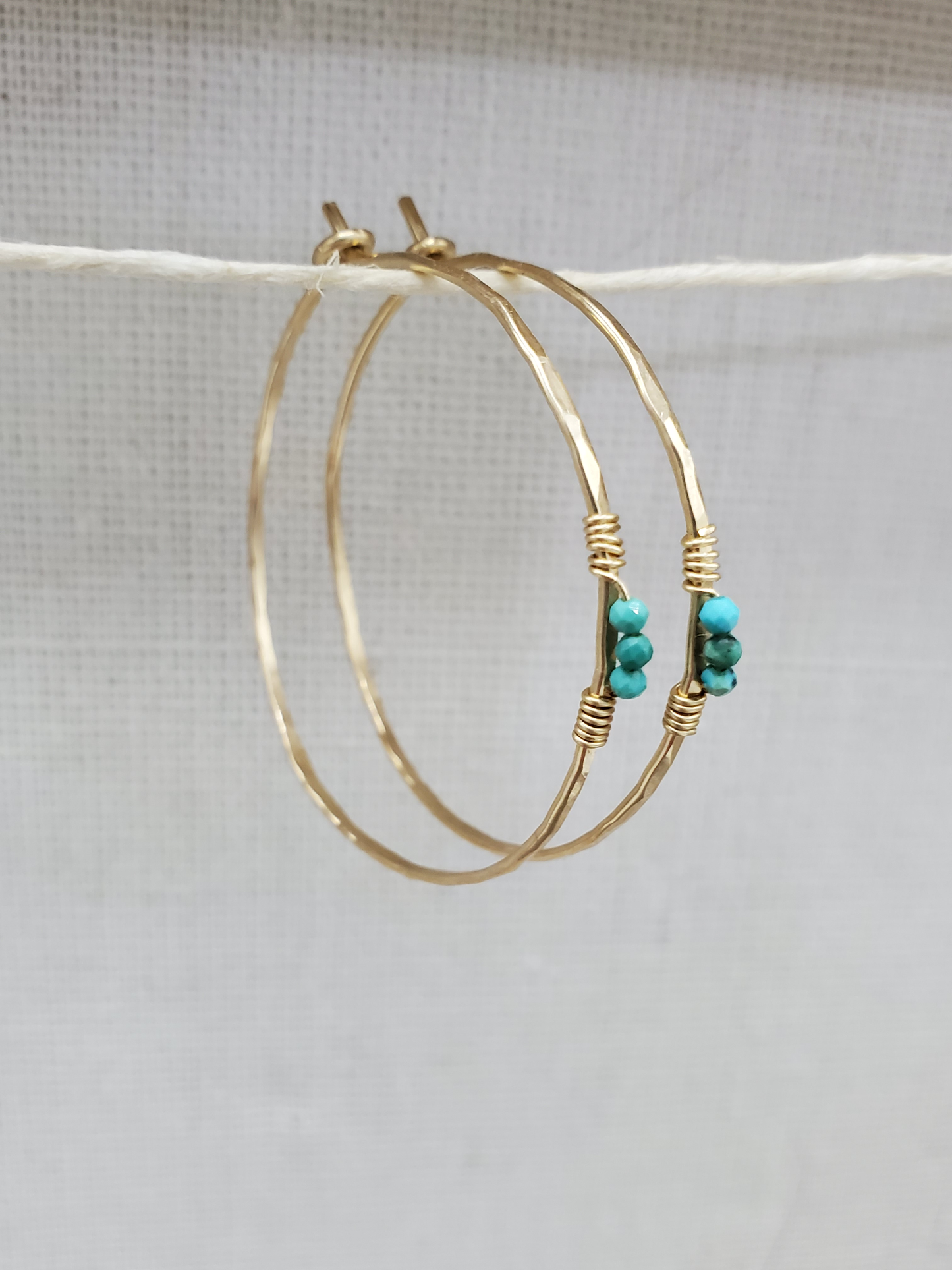 14k Gold Fill Turquoise Hoop Earrings