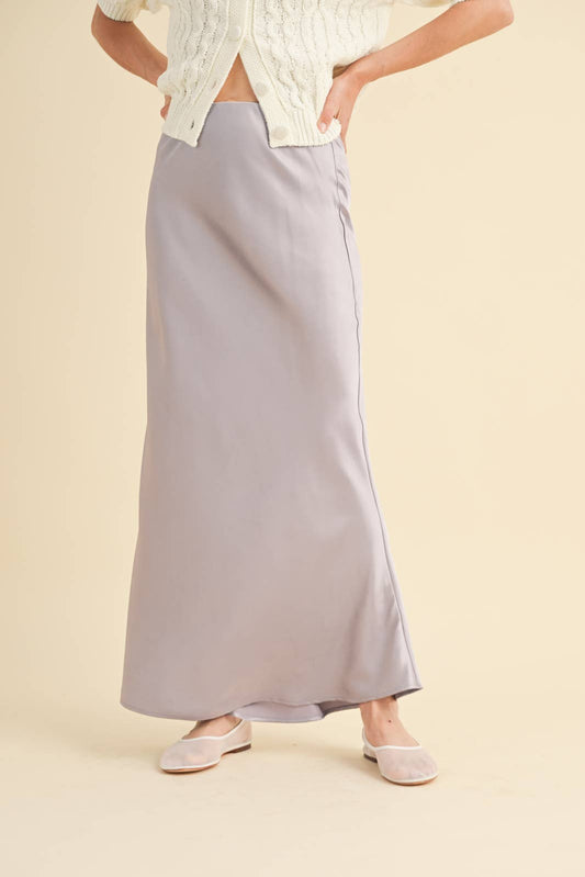 SATIN MIDI SKIRT / CHAMPAGNE