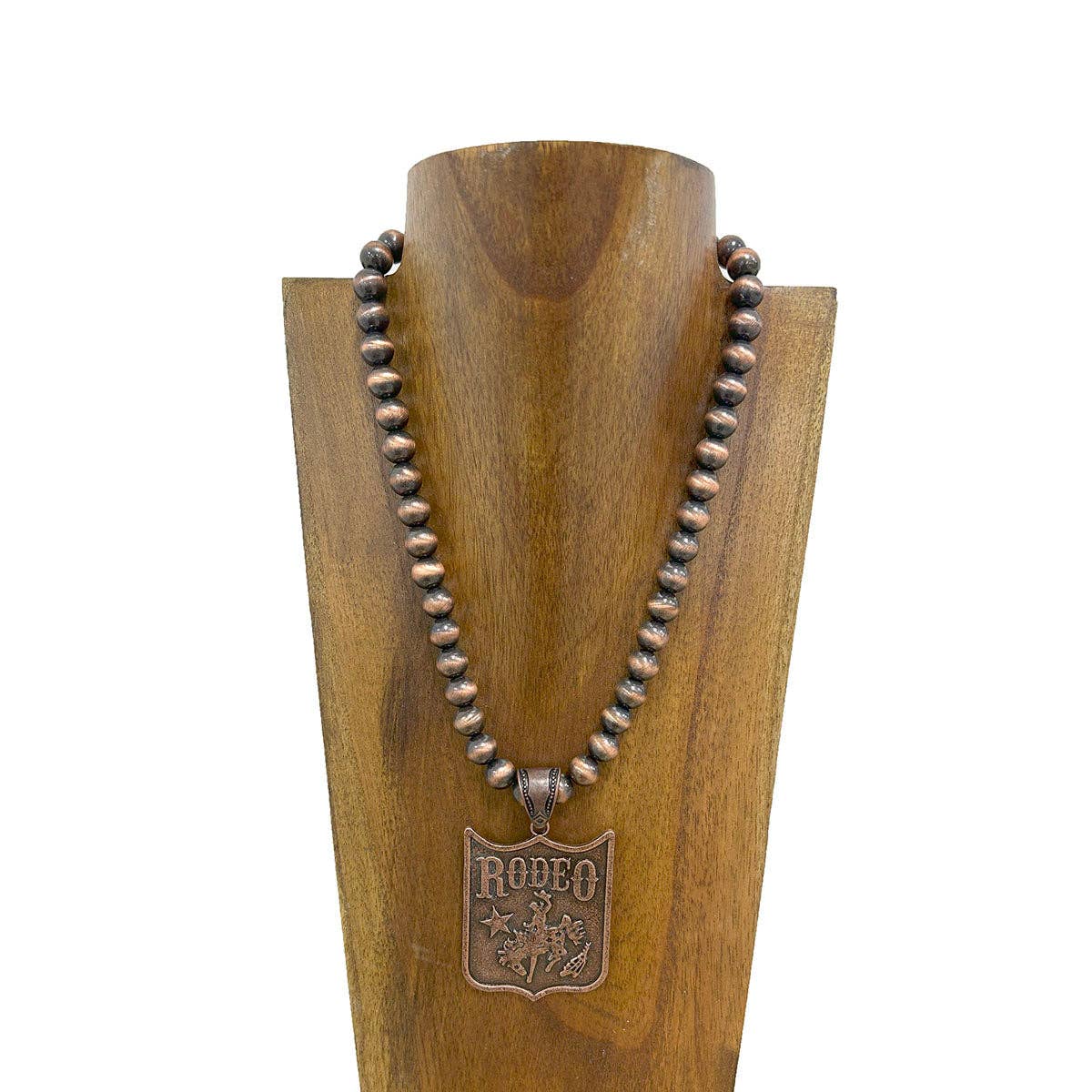 Copper Navajo pearl  rodeo pendant Necklace