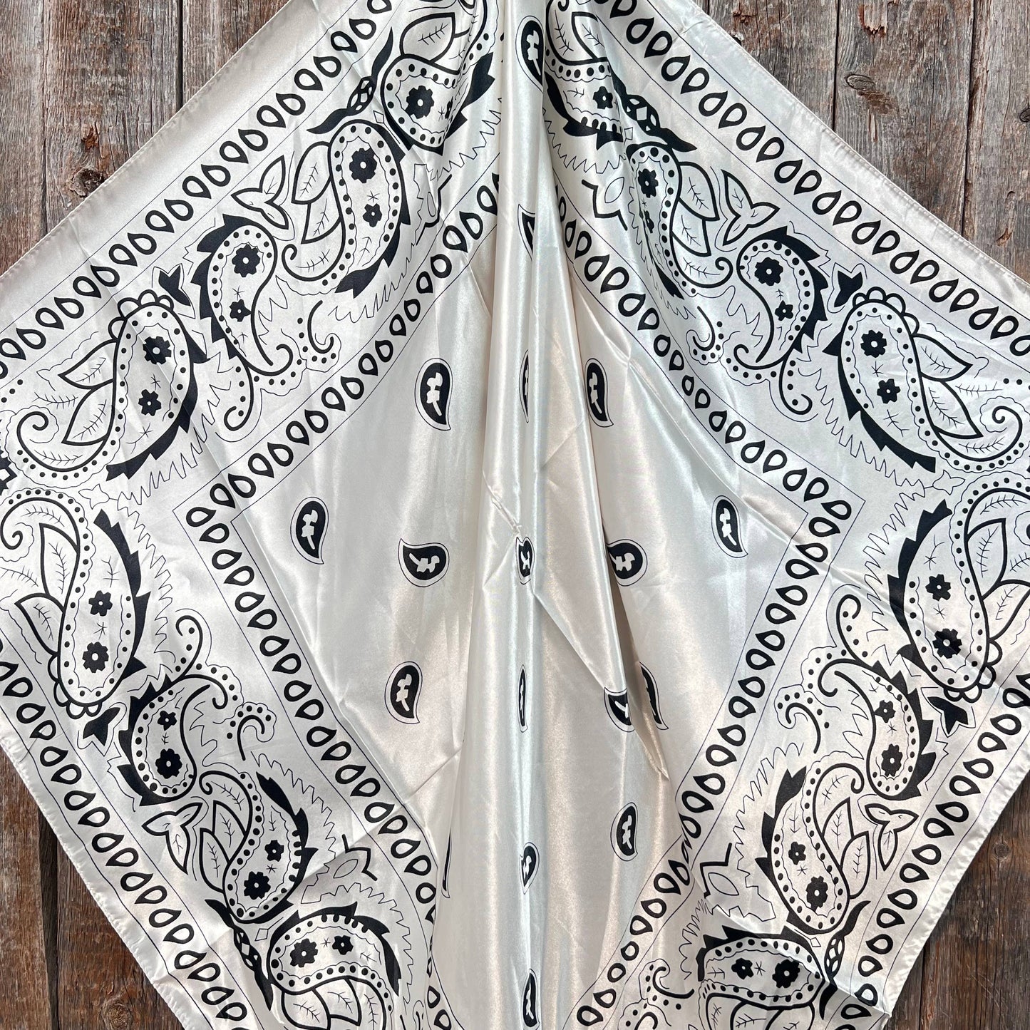 Cream & Black Paisley Wild Rag