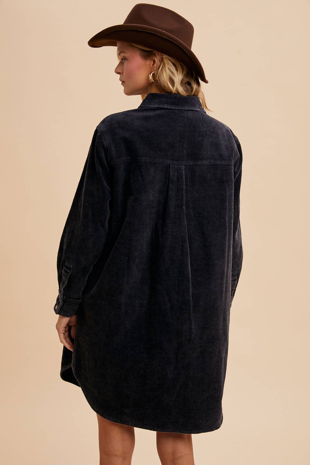 WASHED CORDUROY DUSTER: Black / L