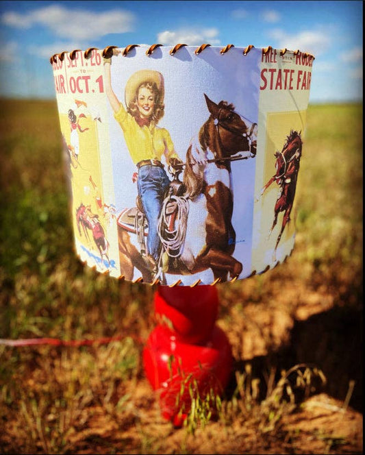 Lampshade Vintage Cowgirl: Medium 11 inch