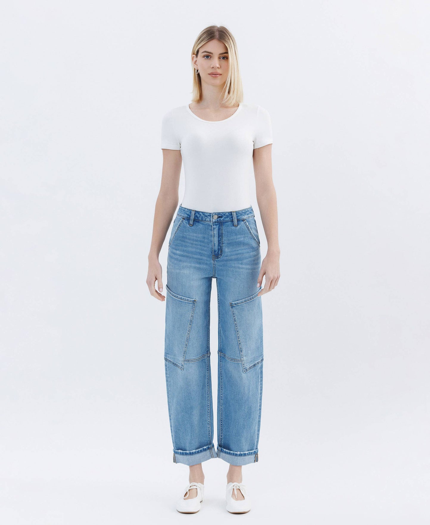 Super High RIse Utility Barrel Leg Jean