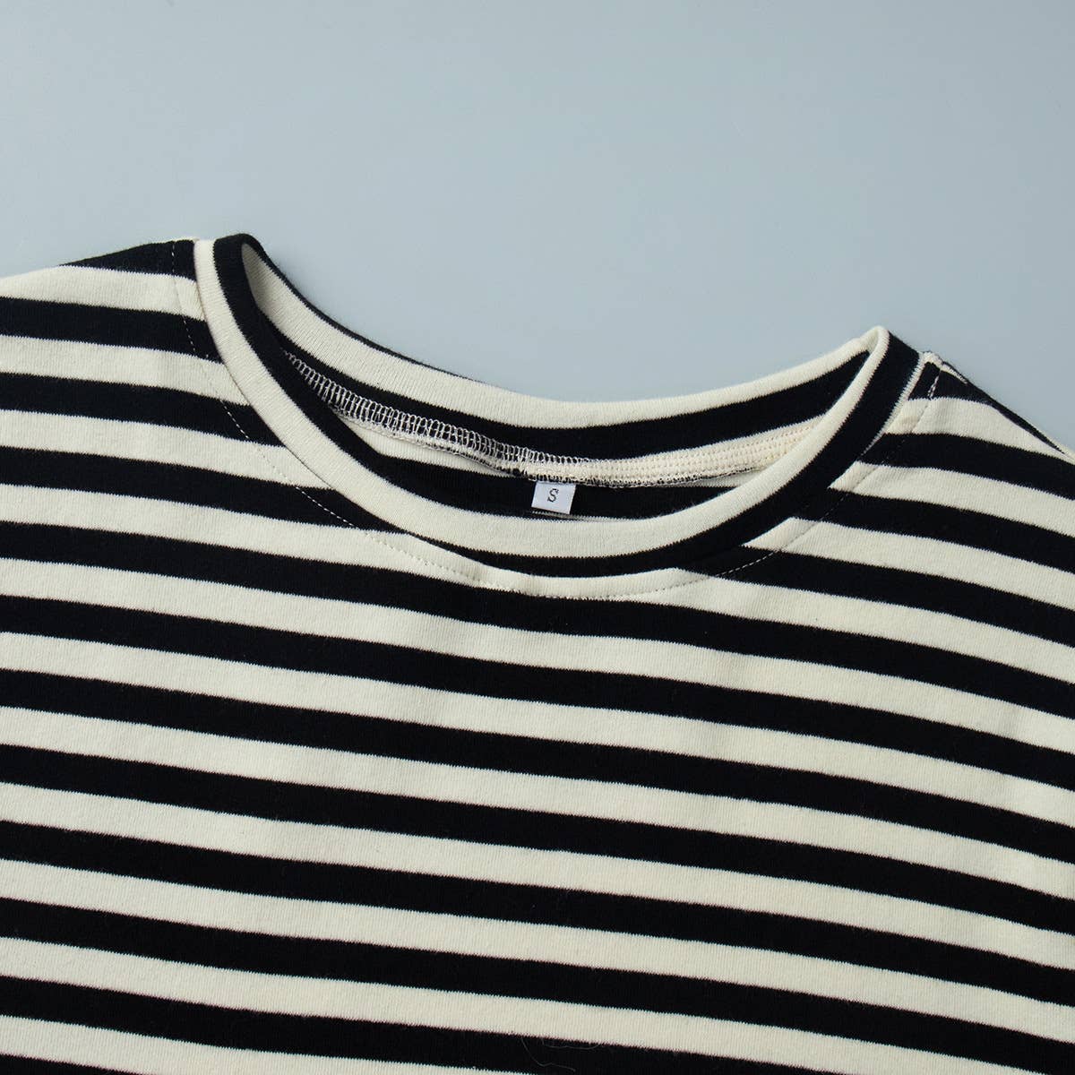 Black & Ivory Striped Long Sleeve Tee