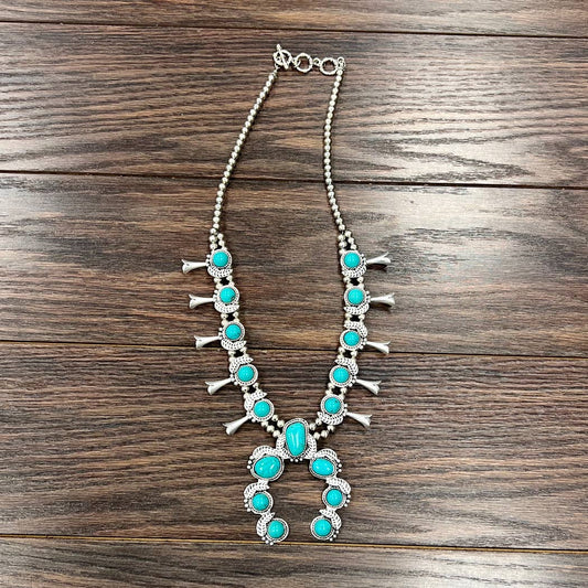 Squash Blossom Turquoise Necklace