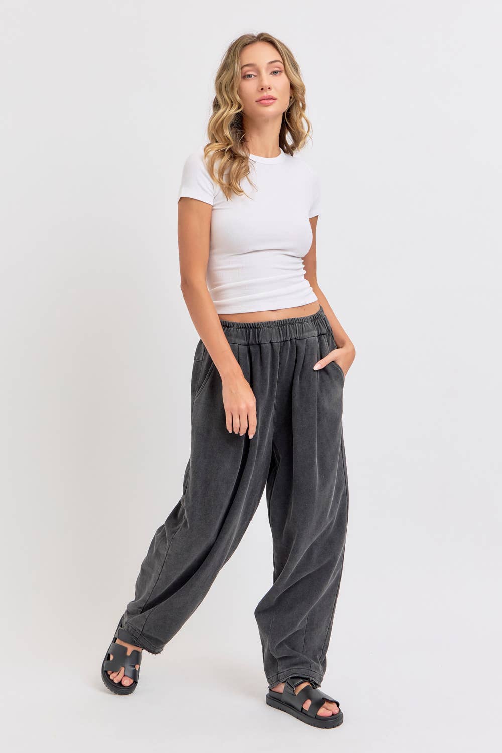 Mineral Washed Barrel Pants