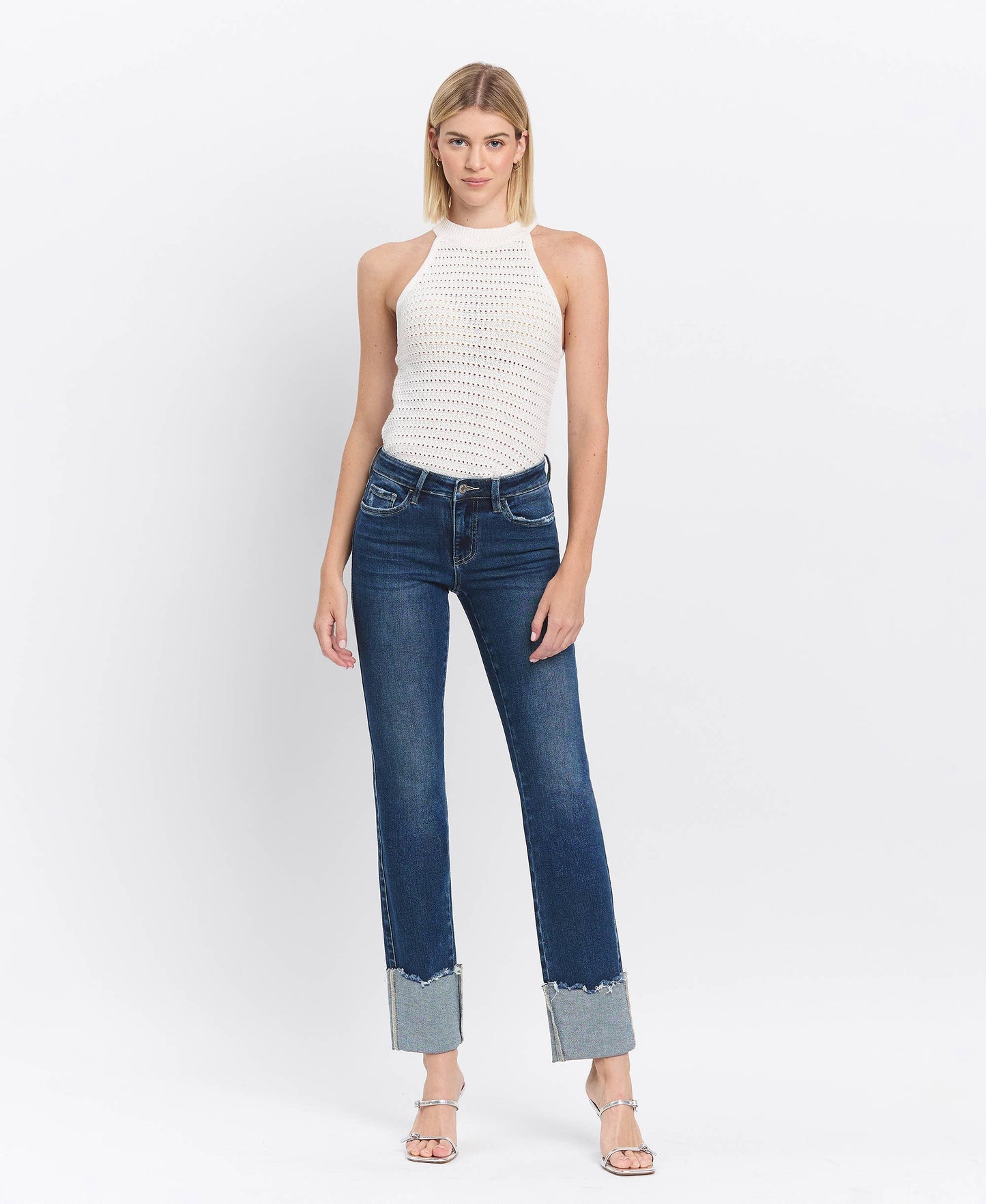 Midrise Cuffed Straight Jean