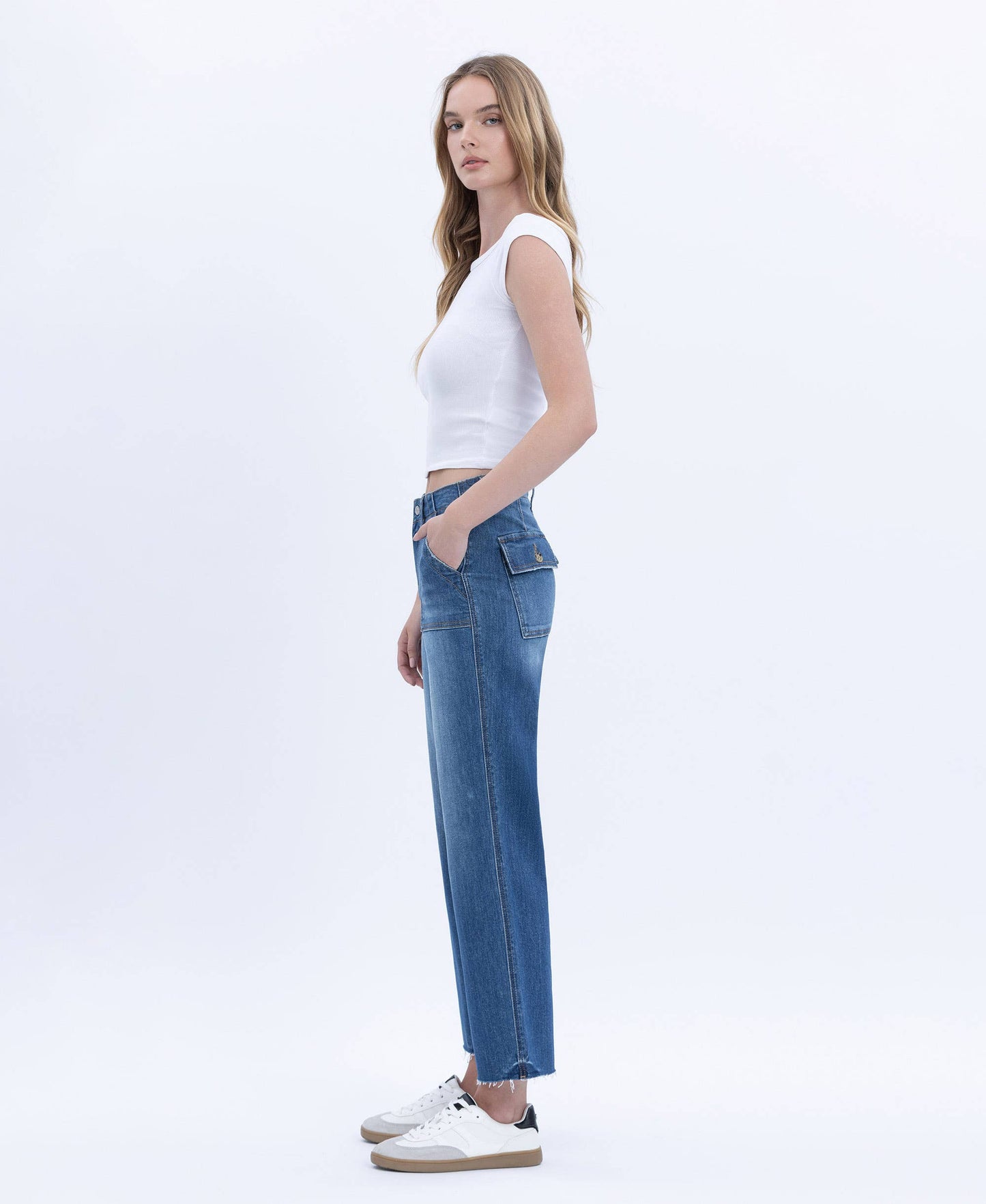 High Rise Utility Pocket Cropped Jean