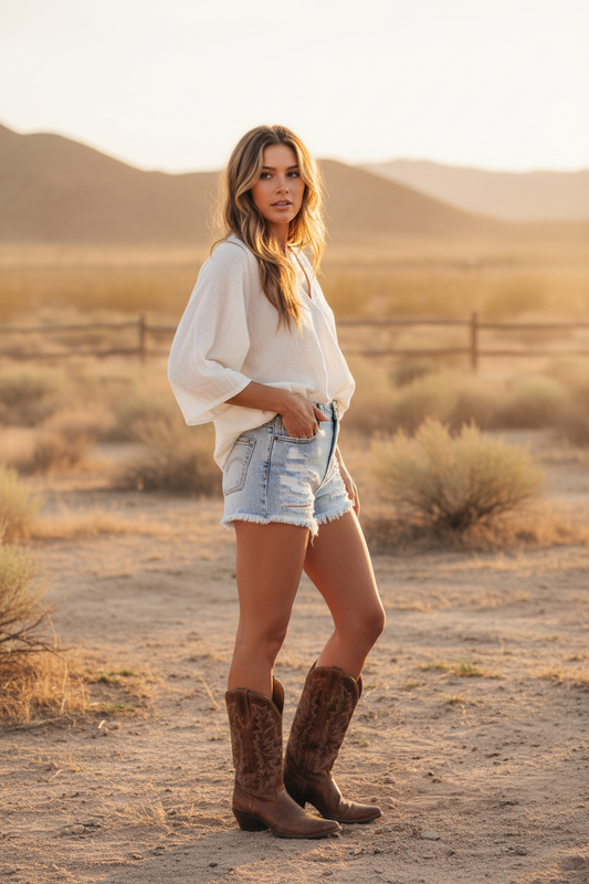 Raw Hem Denim Shorts Lifestyle