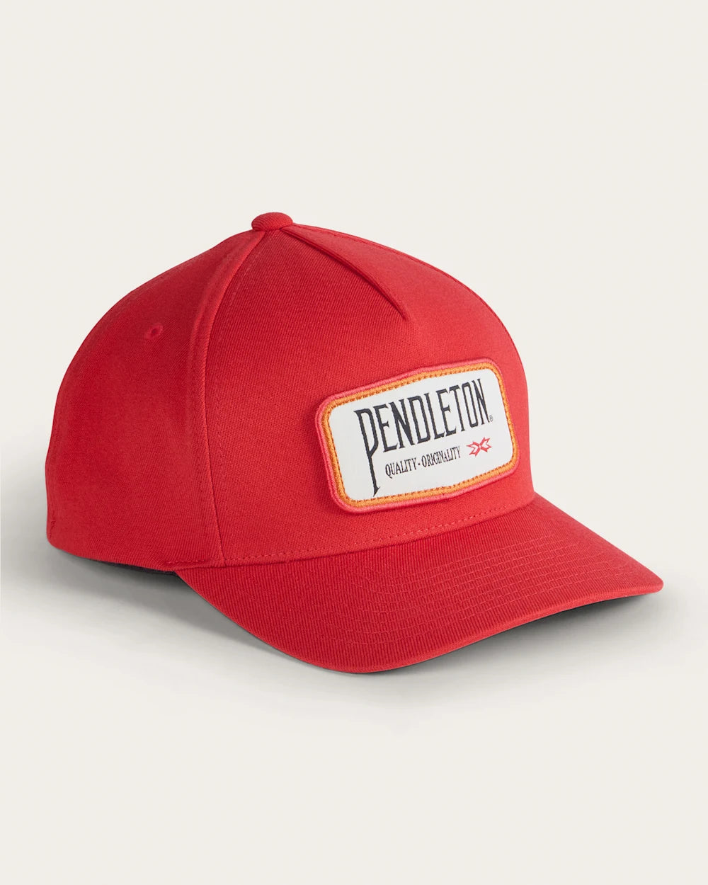 Red cap with Pendleton logo on a light gray background